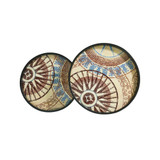 Set of 2 Nesting Lamp Table with Polygonal Star Pattern Tray Top