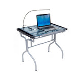 Folding Craft Station Silver / Blue Glass