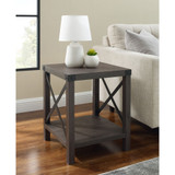 Farmhouse Metal-X Accent Table with Lower Shelf