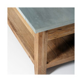 Millwork Wood and Zinc Metal Coffee Table with Shelf
