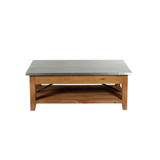 Millwork Wood and Zinc Metal Coffee Table with Shelf