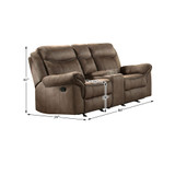 White Label Calico 80" Double Glider Reclining Love Seat with Center Console, Power Outlets, Hidden Drawer and USB Ports