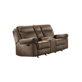 White Label Calico 80" Double Glider Reclining Love Seat with Center Console, Power Outlets, Hidden Drawer and USB Ports