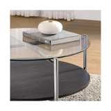 Bayliss 32" Round Tempered Glass and Chrome Cocktail Table