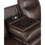 White Label Calico 89" Double Reclining Sofa with Center Drop-Down Cup Holders, Power Outlets, Hidden Drawer and USB Ports