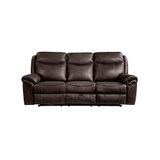 White Label Calico 89" Double Reclining Sofa with Center Drop-Down Cup Holders, Power Outlets, Hidden Drawer and USB Ports