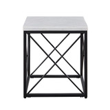 Skyler 22" Square Marble and Metal End Table