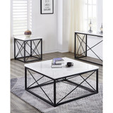 Skyler 22" Square Marble and Metal End Table