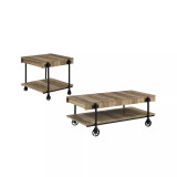 Luther 2 Piece Steel Industrial Coffee End Table Set