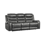 White Label Bailey 87" Power Double Reclining Sofa with Drop-Down Cup Holders, Receptacles and USB Port
