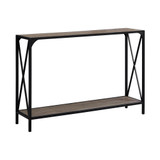 48"L Hall Console Accent Table in Dark Taupe/Black