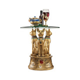 Royal Golden-Tone Bastet Egyptian Side Table