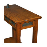 Favorite Finds Rustic Slate Tile Chairside Swing Arm Lamp Table with Burlap Shade