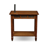 Favorite Finds Rustic Slate Tile Chairside Swing Arm Lamp Table with Burlap Shade