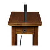 Favorite Finds Rustic Slate Tile Chairside Swing Arm Lamp Table with Burlap Shade