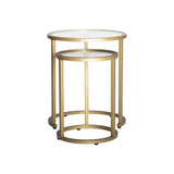 Camber Modern/Contemporary 20" and 14.5" Round Set of Nesting End/Side Tables Gold Metal Frame and Tempered Glass - Gold