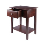 Shaker Night Stand with One Drawer & One shelf, Antique Walnut