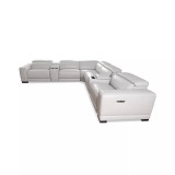 Krofton 7-Pc. Beyond Leather Fabric Sectional with 3 Power Motion Recliners and 2 Consoles