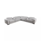 Krofton 7-Pc. Beyond Leather Fabric Sectional with 3 Power Motion Recliners and 2 Consoles