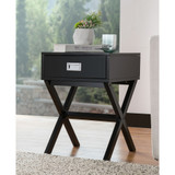 21.85'' H Wooden X-Leg End Table with 1-Drawer