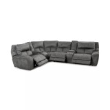 Terrine 6-Pc. Fabric Sectional with 3 Power Motion Recliners and 2 USB Consoles
