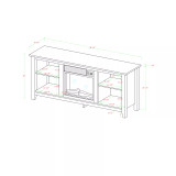 58" Wood TV Stand Console with Fireplace - White
