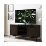 Tableau Vintage-Inspired Oak 56" TV Console on Black Metal Base
