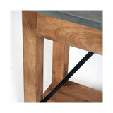 Millwork Wood and Zinc Metal Console and Media Table with Drawers