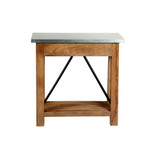 Millwork Wood and Zinc Metal Console and Media Table with Drawers