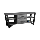 60"L Tv Stand with 2 Storage Drawers in Grey-Black