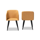 Eris Mid-Century Contemporary Faux Leather Upholstered and Metal 2 Piece Dining Chair Set