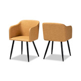 Eris Mid-Century Contemporary Faux Leather Upholstered and Metal 2 Piece Dining Chair Set