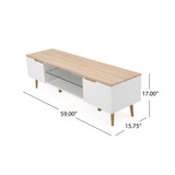 Rowan Mid-Century Modern Two-Toned TV Stand with Glass Shelf