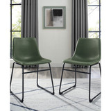 18" Contemporary Metal-Leg Faux Leather Dining Chair, Set of 2