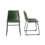 18" Contemporary Metal-Leg Faux Leather Dining Chair, Set of 2