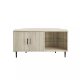 48" 2 Door Glass Shelf Corner TV Console
