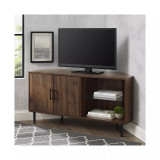 48" 2 Door Glass Shelf Corner TV Console