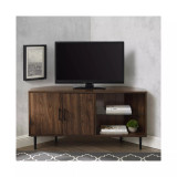 48" 2 Door Glass Shelf Corner TV Console