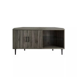 48" 2 Door Glass Shelf Corner TV Console