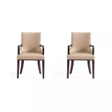 Shubert 2 Piece Beech Wood Faux Leather and Velvet Upholstered Dining Armchair Set