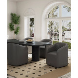 Anna 2 Piece Faux Leather Upholstered Round Dining Armchair Set