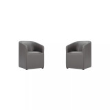 Anna 2 Piece Faux Leather Upholstered Round Dining Armchair Set