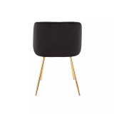 Fran Chair in Gold Metal and Velvet Set of 2