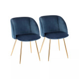 Fran Chair in Gold Metal and Velvet Set of 2