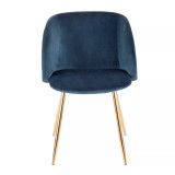 Fran Chair in Gold Metal and Velvet Set of 2