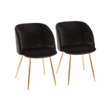 Fran Chair in Gold Metal and Velvet Set of 2