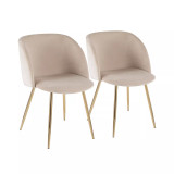 Fran Chair in Gold Metal and Velvet Set of 2