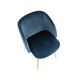 Fran Chair in Gold Metal and Velvet Set of 2
