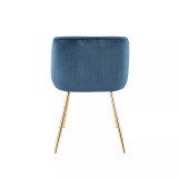 Fran Chair in Gold Metal and Velvet Set of 2