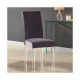 Dalia Modern and Contemporary Dining Chair in Black Velvet with Acrylic Legs - Set of 2